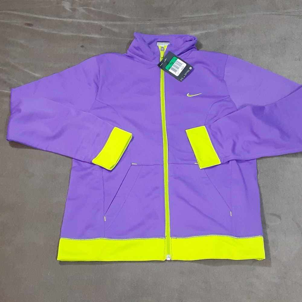 Nike Jacket Girls Size Extra Large xl Purple  Volt Green Full Zip Sweatshirt New